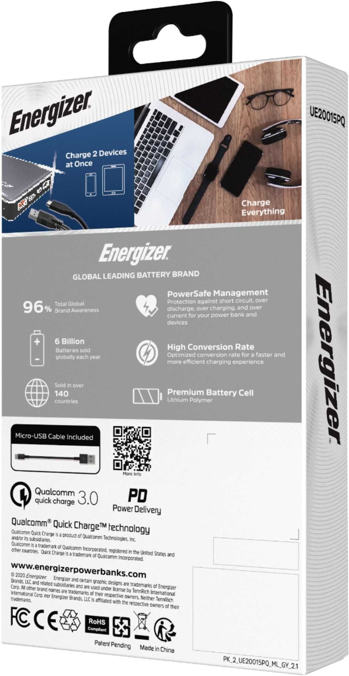 павербанк Energizer Ultimate 10000 mAh /20000 mAh,  швидке заряджання.