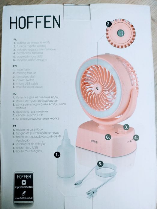 Wiatrak przenośny z funkcją mgiełki