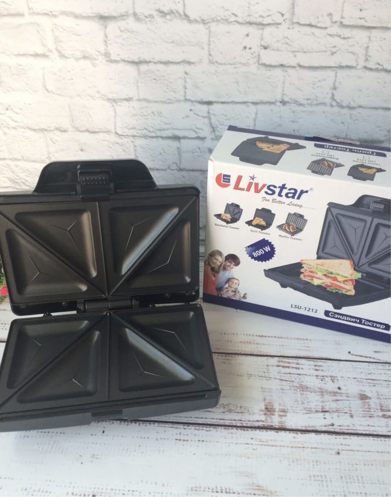 Новая бутербродница/ сендвичница / тостер гриль Livstar LSU-1212 800вт