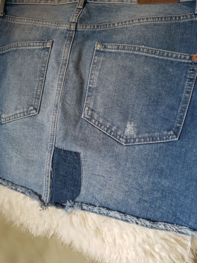 Spódnica spódniczka River Island M jeans jeansowa przetarcia