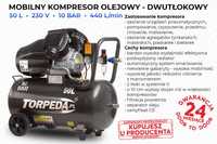 DWUTŁOKOWY KOMPRESOR 50L sprężarka powietrza olejowy 530l/min