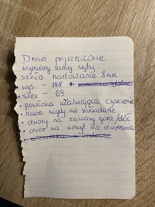 Dzwi do kabiny prysznicowej szklane