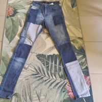 Spodnie damskie jeansy rozmiar S patchwork