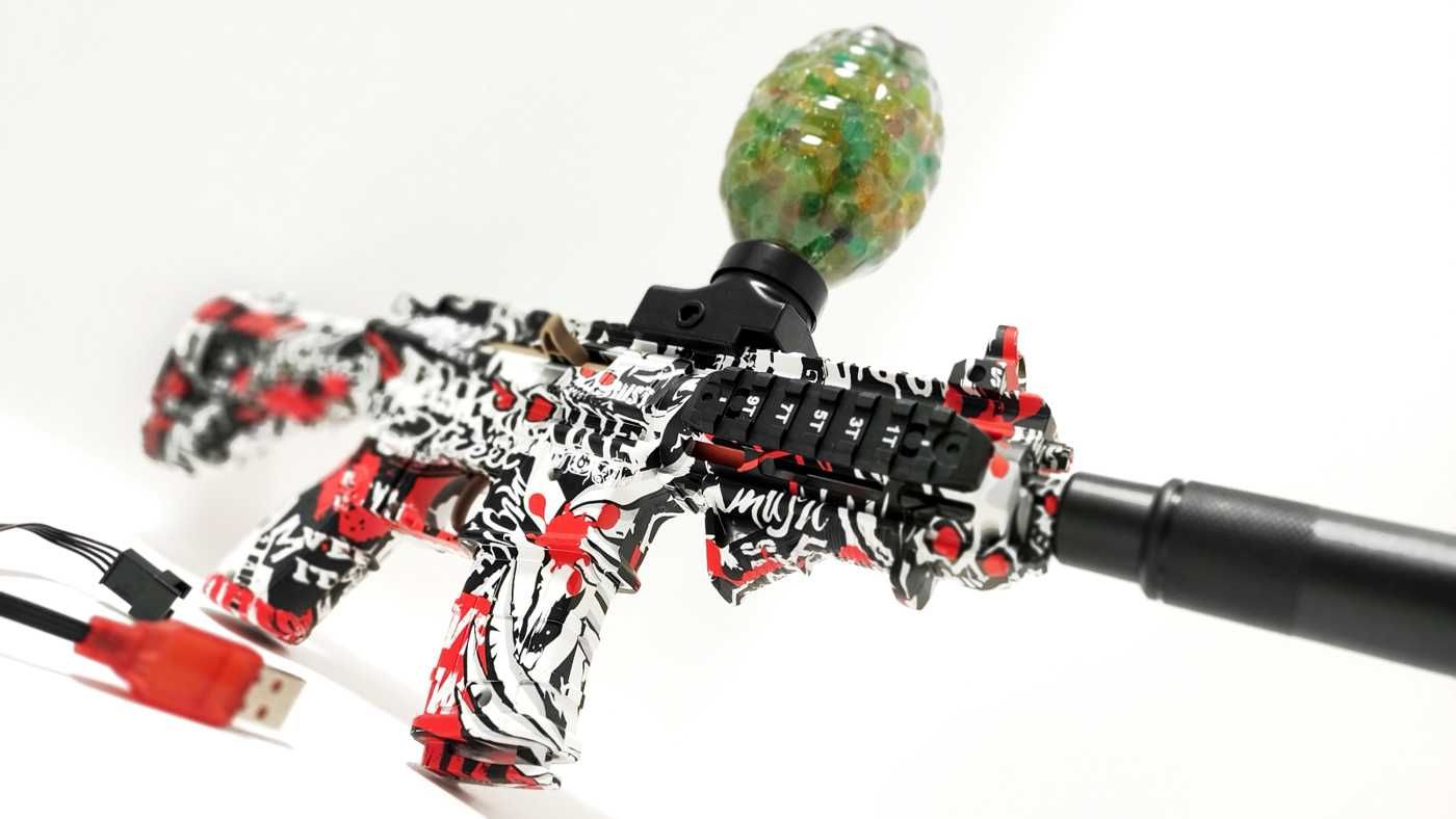 Автомат на орбізах M416 Red з глушником, що світиться, акум. 7.4V