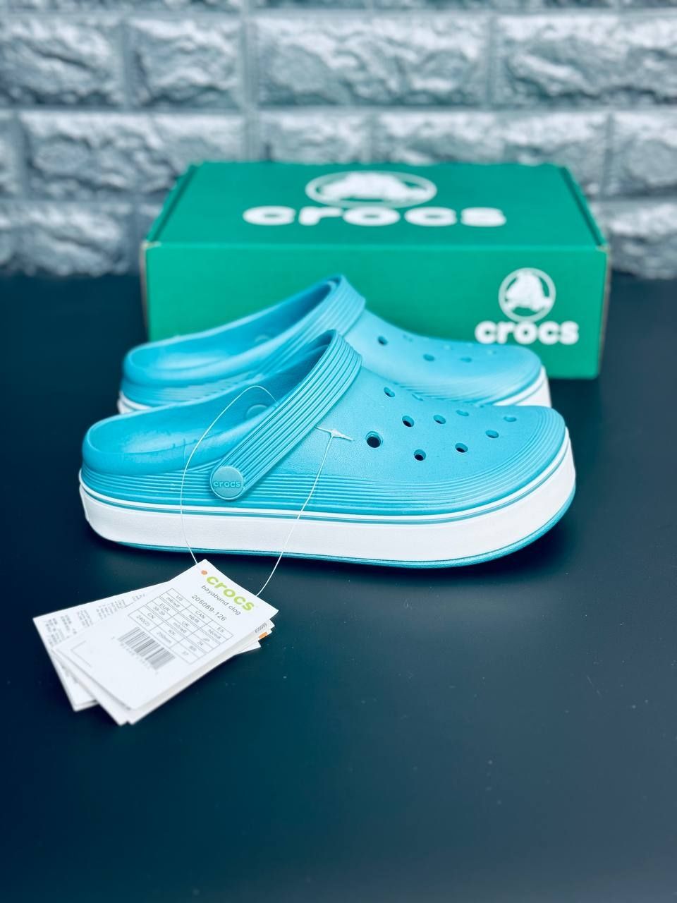 Женские Шлепанцы Crocs Бирюзовые Шлепанцы Кроксы