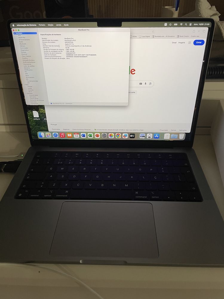 Macbook Pro 14” M1 pro de 16GB RAM e 1TB SSD