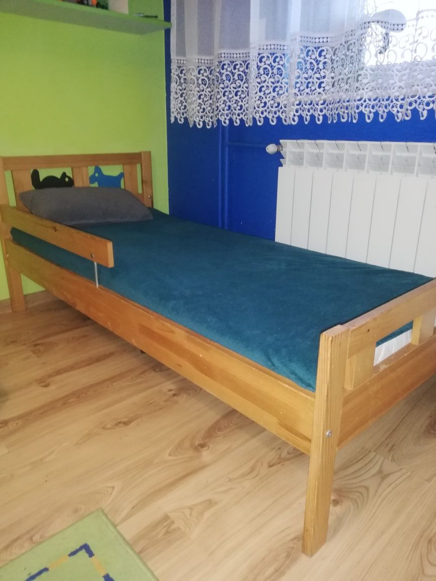 Łóżko drewniane dziecięce 160x70 materac dwustronny