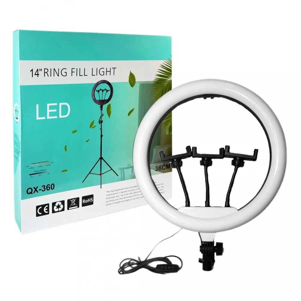 Лампа Кольцевая LED 36 cm 14" | 192 Lights | USB QX-360