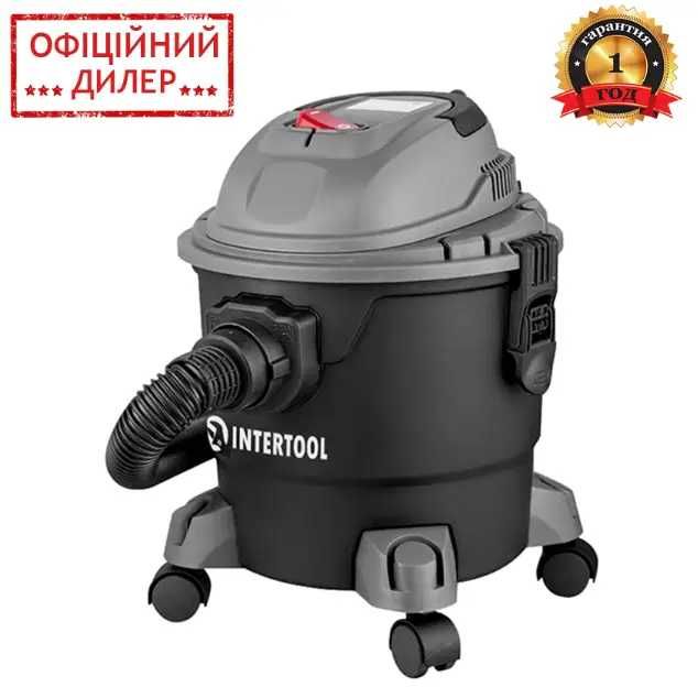 Пылесос строительный INTERTOOL DT-1015 (1 кВт, бак 15 л, 17кПа)