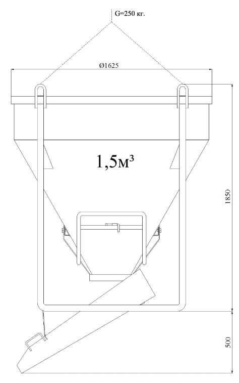 Бункер, рюмка, бадья для подачі бетону  розчину 0,5 0,75 1 1,5 2 куба