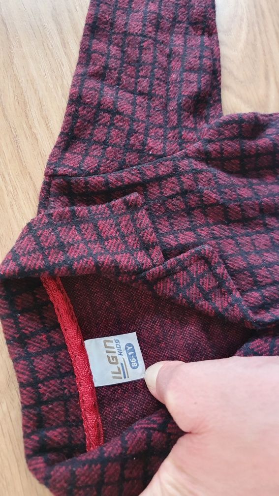 Komplet elegancki koszula marynarka dla chłopca 80 86 świąteczna bordo