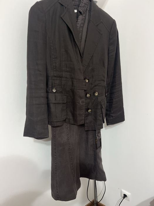 Conjunto casaco e vestido castanha