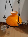 stara lampa vintage loft prl żyrandol świecznik kuty metal