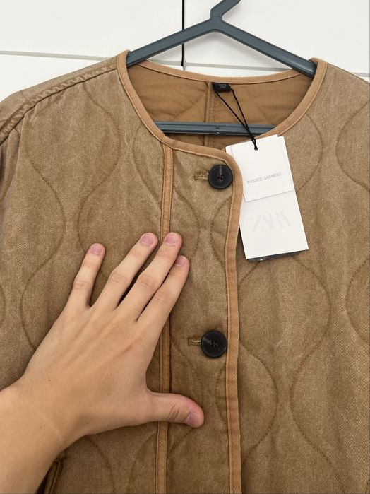 Zara Casaco Acolchoado Camel Mulher