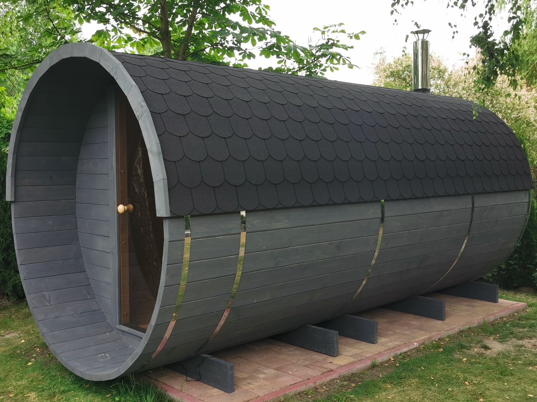 Sauna beczka ogrodowa 4,5m x 2, 2m Cały komplet Piec