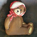 Miś drewniany duży vintage retro teddy rzeźba figurka
