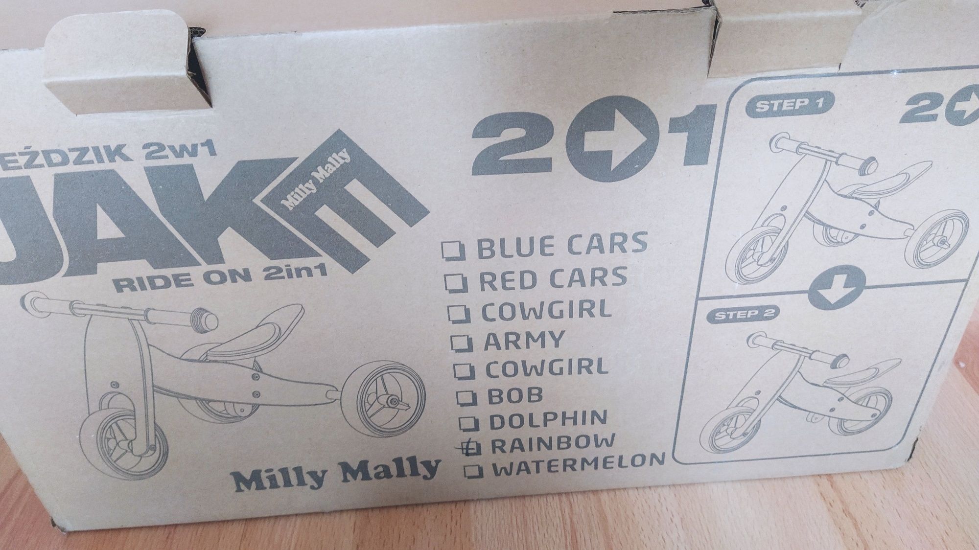 Śliczny 2w1! Rowerek Biegowy Milly Mally JAKE jeździk drewniany