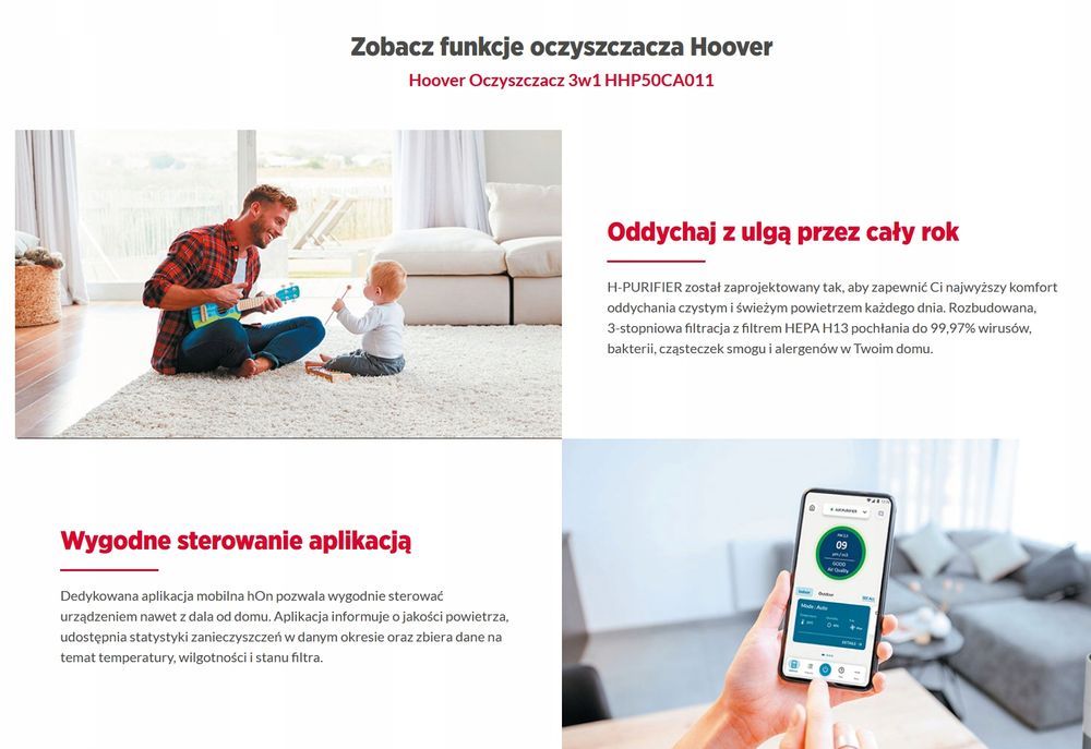 Nowy Oczyszczacz Powietrza Hoover H-PURIFIER 500