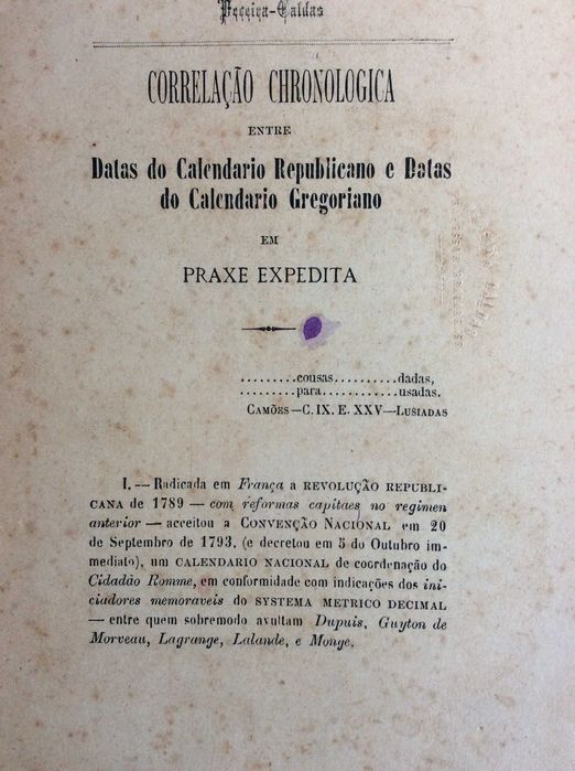 Correlação chronologica entre datas do calendario republicano...1891