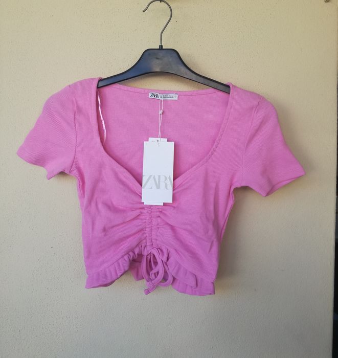 Blusa curta rosa Zara S