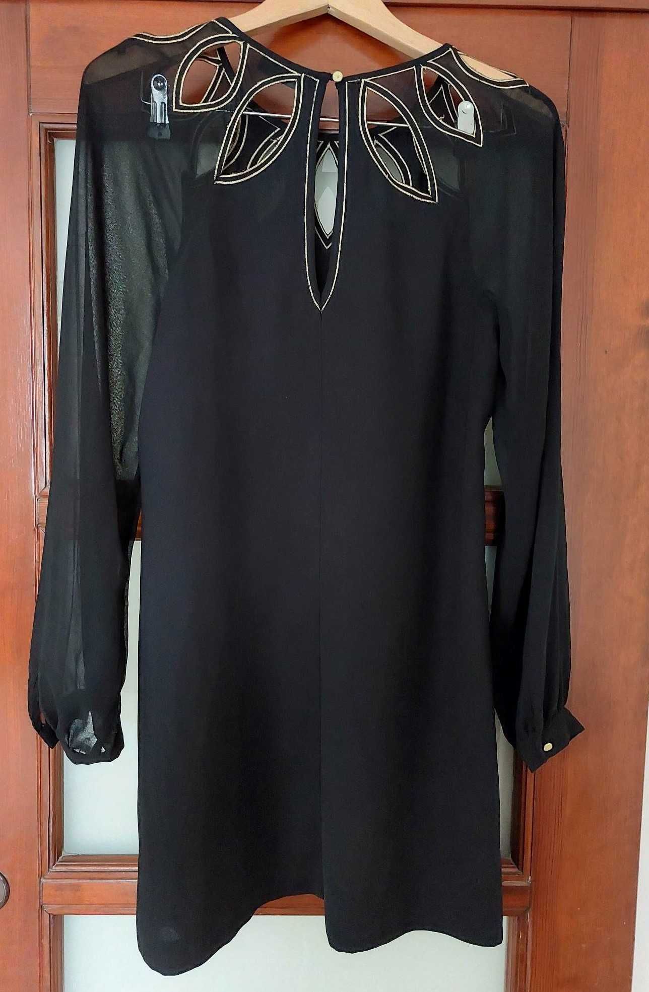 Warehouse sukienka czarna z długimi rękawami XL