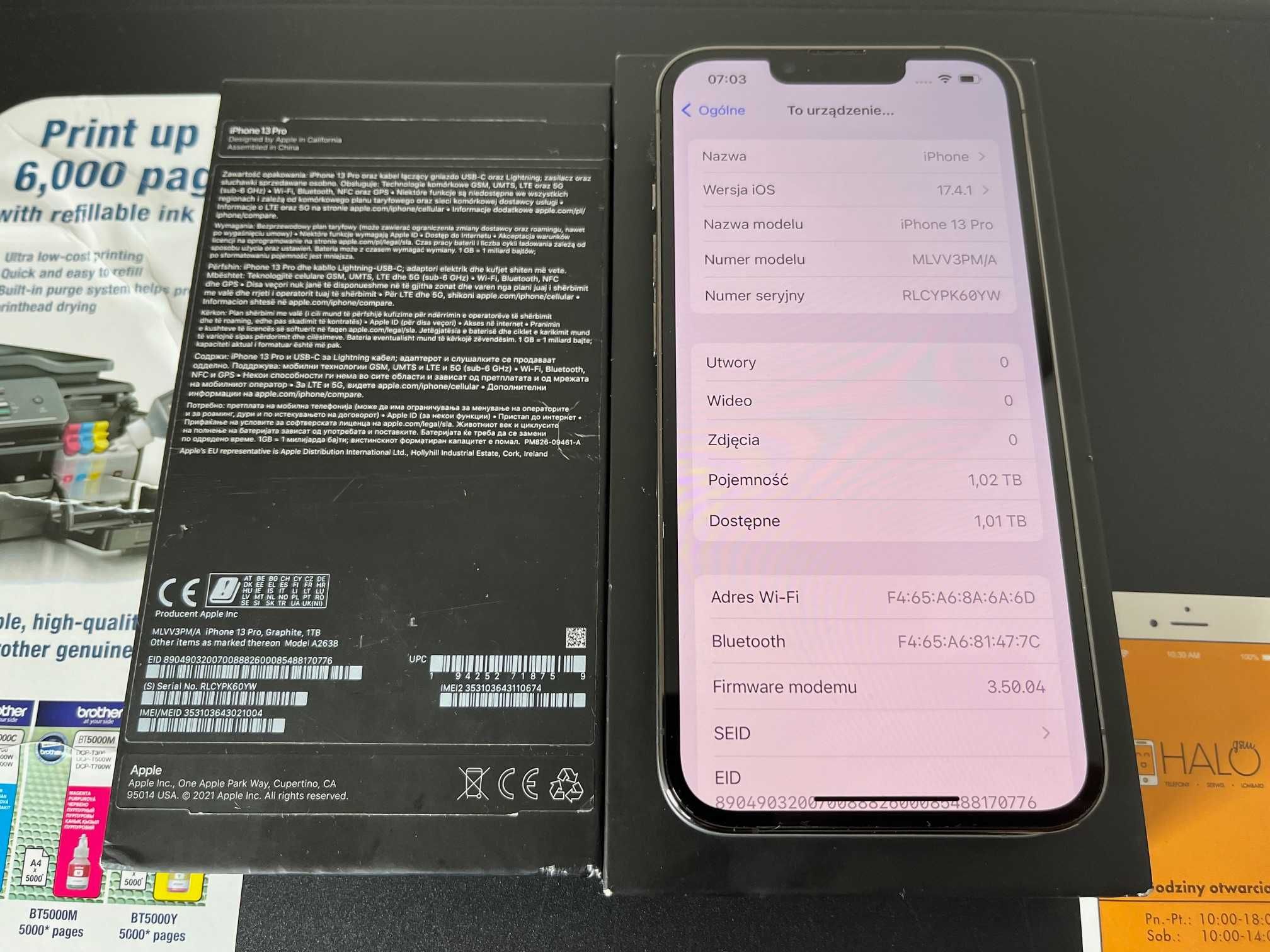 iPhone 13 Pro Graphite 1TB, cały zestaw