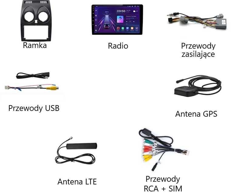 Radio 2din Android Qashqai J10 4GB Nawigacja, Bluetooth, DSP, Raty