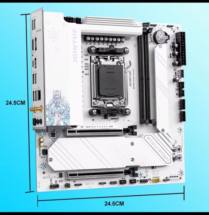 Материнская плата AMD AM5, JGINYUE B650M Snow Dream