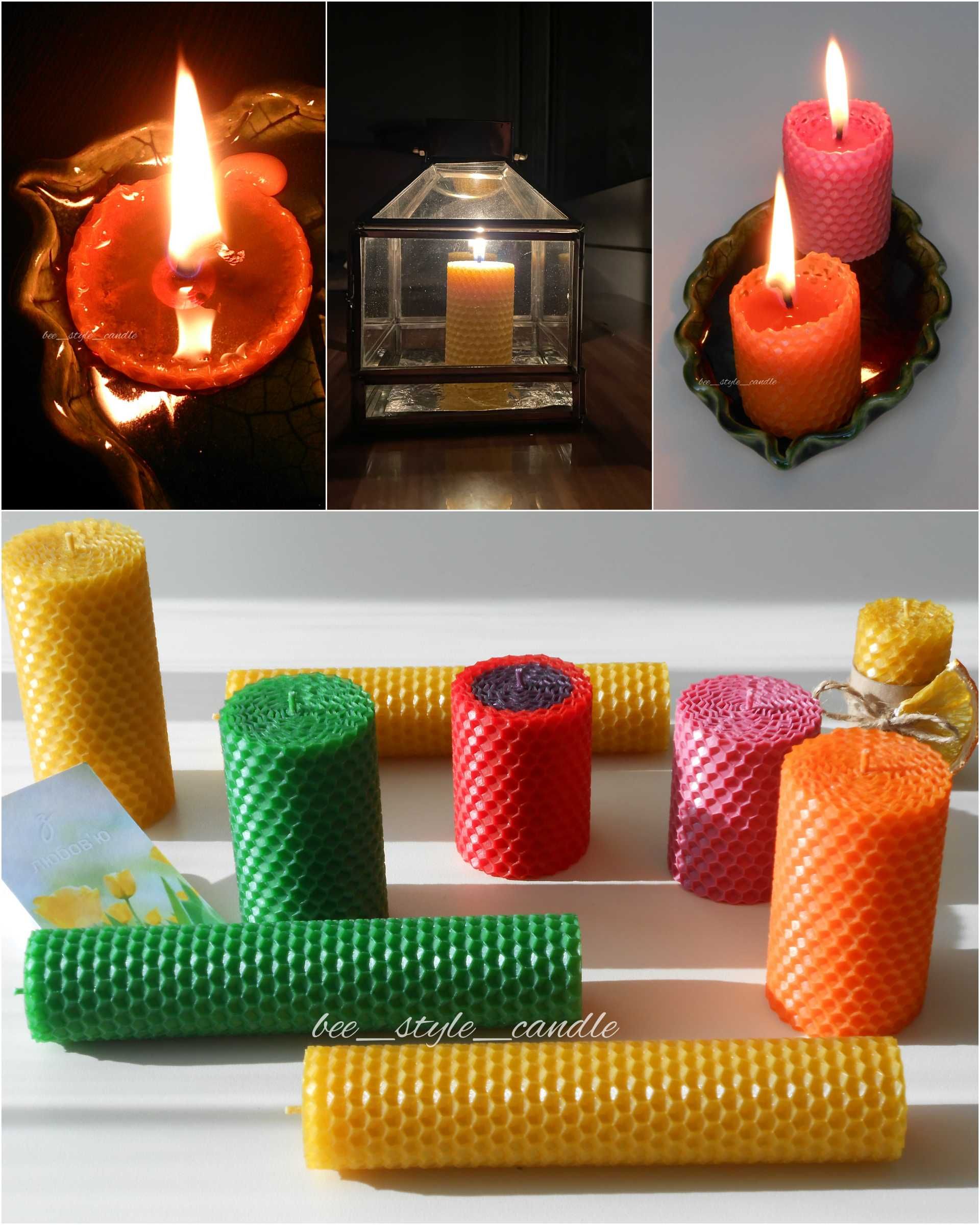 Воскові свічки з кольорової вощини,натуральні свічки,красные свечи