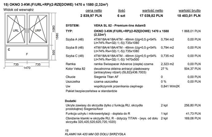 Sprzedam okna 6 szt okien VEKA SL 82 z demontażu (nowe)