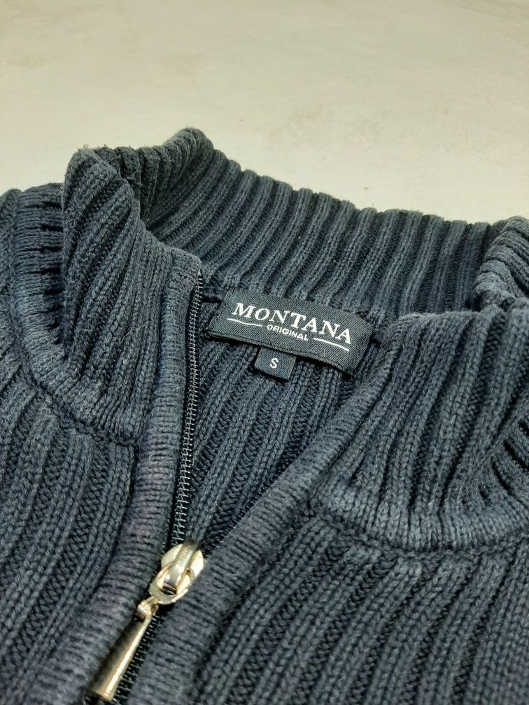 Sweter Granatowy Rozpinany Montana Full Zip Sweater r. S 90s 2000s Tru