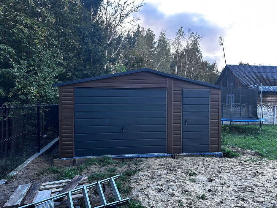 Garaż blaszany 5x5 drewnopodobny brama uchylna montaż gratis
