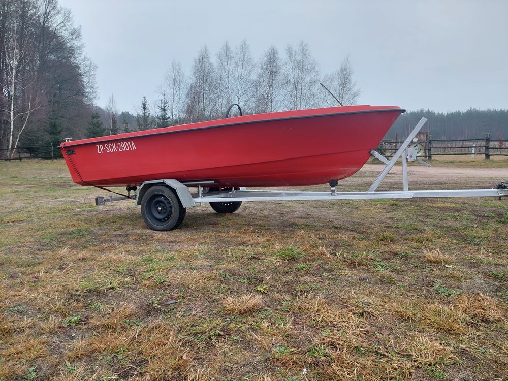 Łódź wędkarska łódka motorówka Selco z przyczepką zestaw