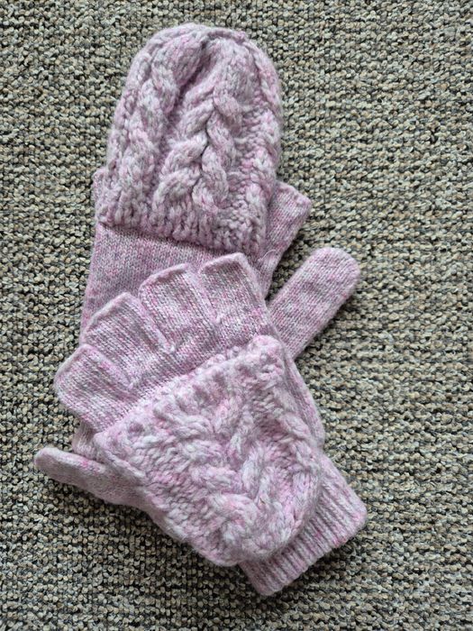 Różowe rustykalne zimowe rękawiczki ciepłe miękkie