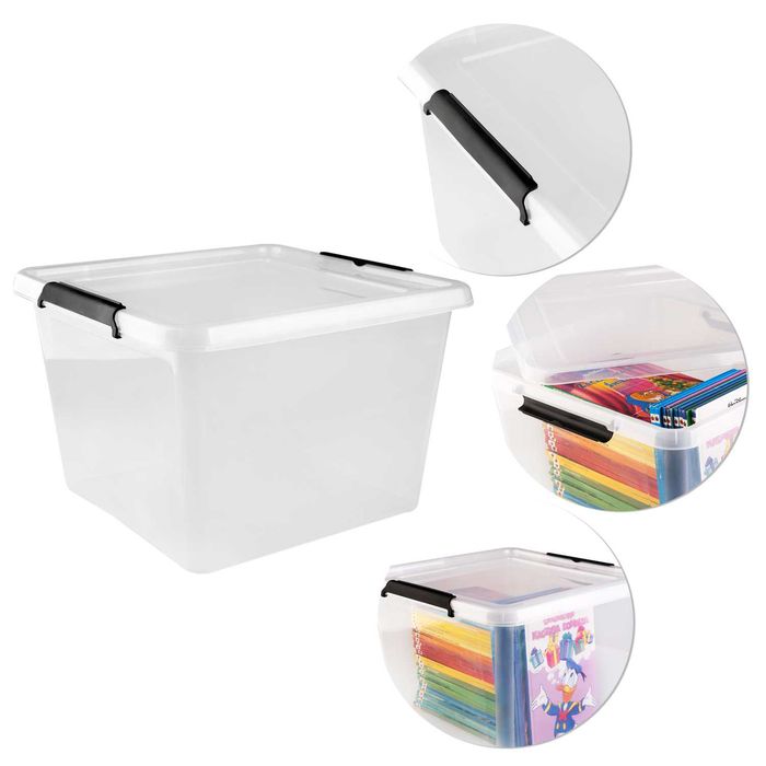 Pojemnik plastikowy 32 L organizer z pokrywką do przechowywania