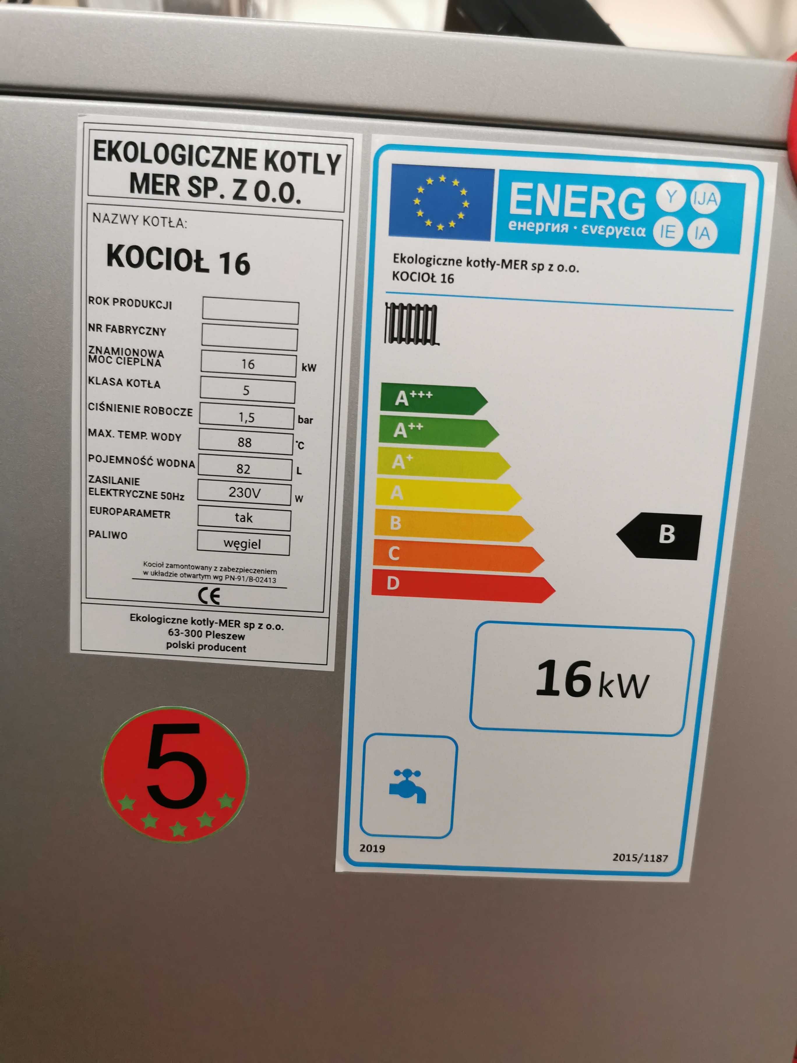 Kocioł piec WĘGIEL DREWNO CHRUST + zestaw sterownik i wentylator 16 kW