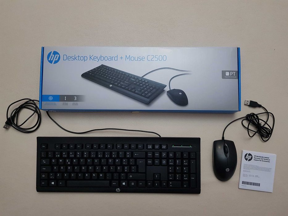 Teclado keyboard português rato com fios computador portátil HP NOVO