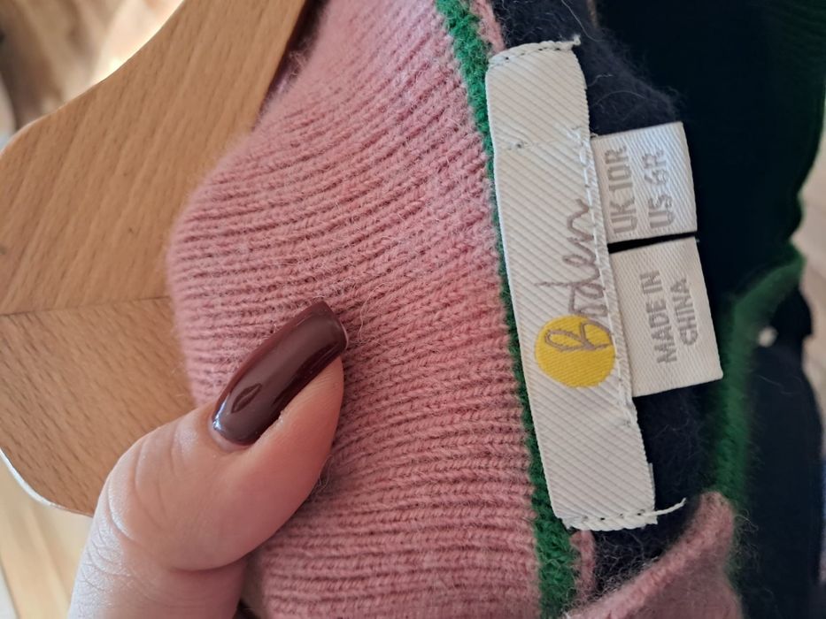 Sukienka sweterkowa wełniana M 38 granat maxi z kołnierzem wełna wool