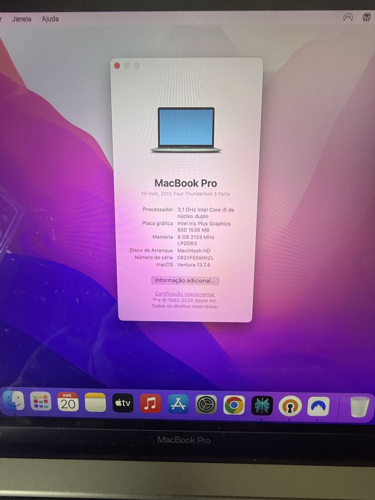 MacBook Pro 13” (2017) | i5 3.1GHz | 8GB RAM | 256GB SSD - Como Novo