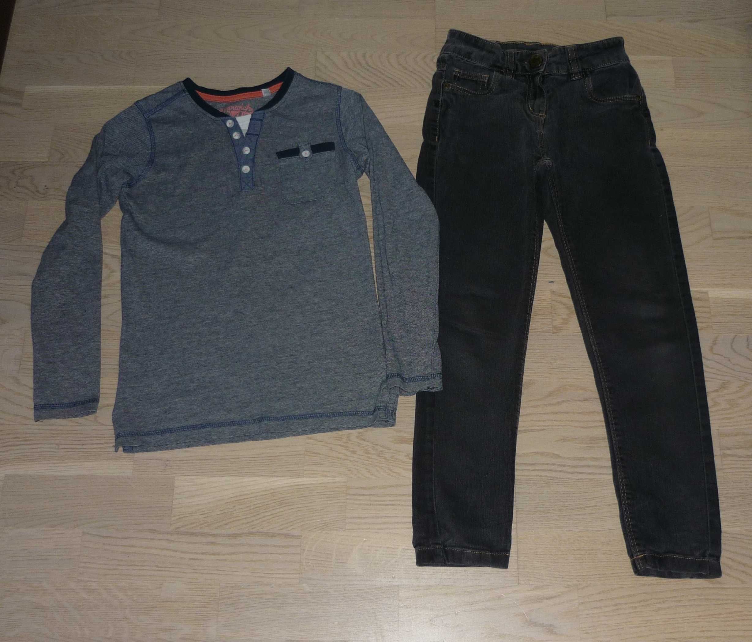 Szare jeansowe spodnie DenimCo 7-8 lat + bluzka Palomino Zestaw