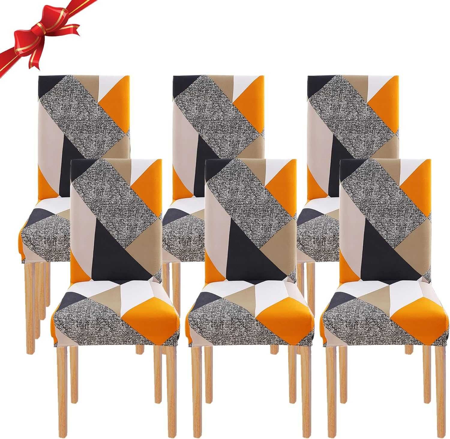 Nowe pokrowce na krzesła / wzór / spandex / zestaw 6szt !3062!