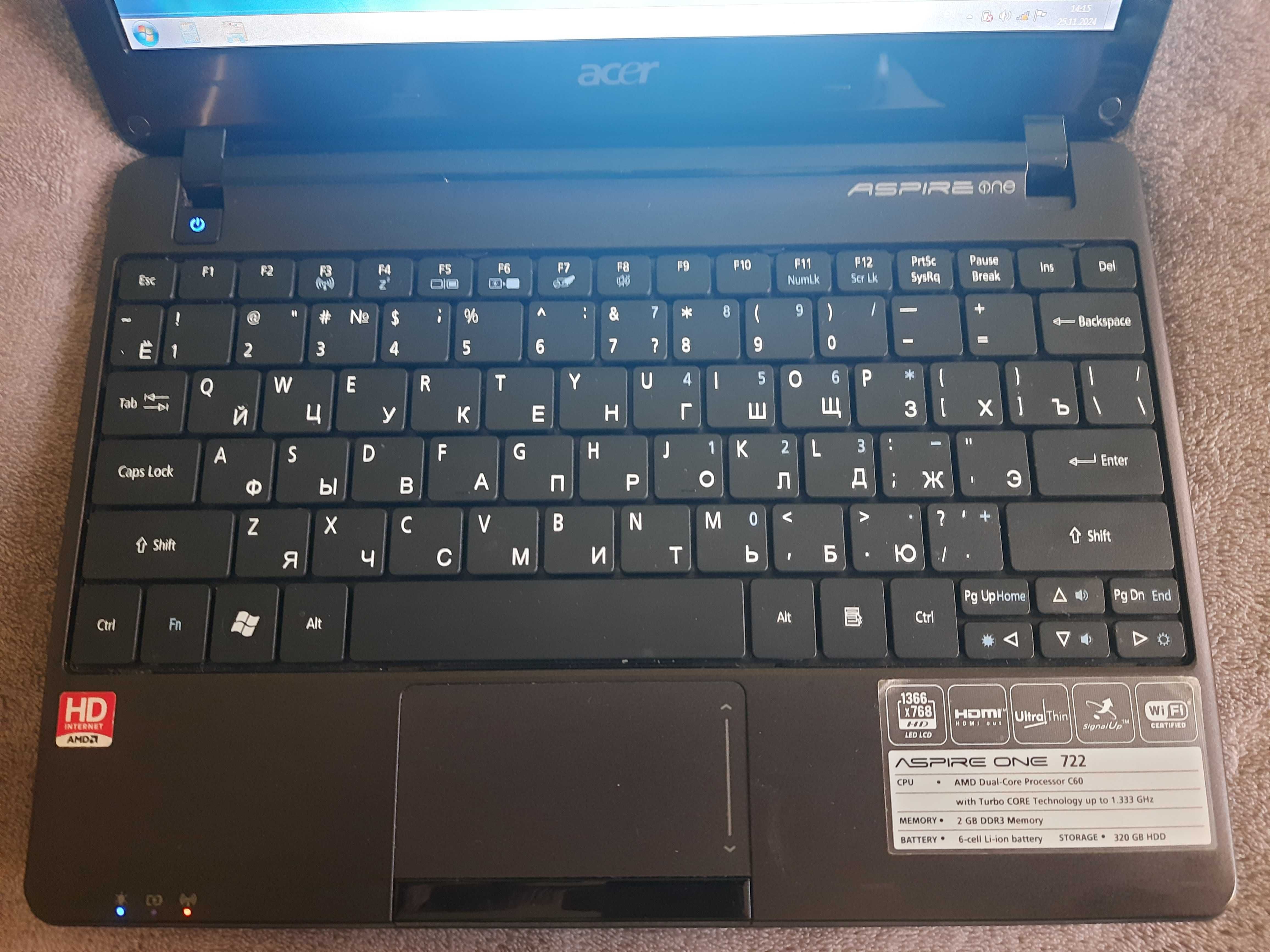 Ноутбук Acer Aspire One 722-C6Ckk