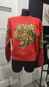 Sweter czerwo y Tygrys