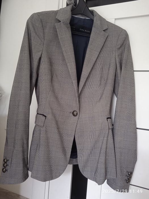 Піджак підлітковий дівчачий сірий в клітку на тендітну дівчину