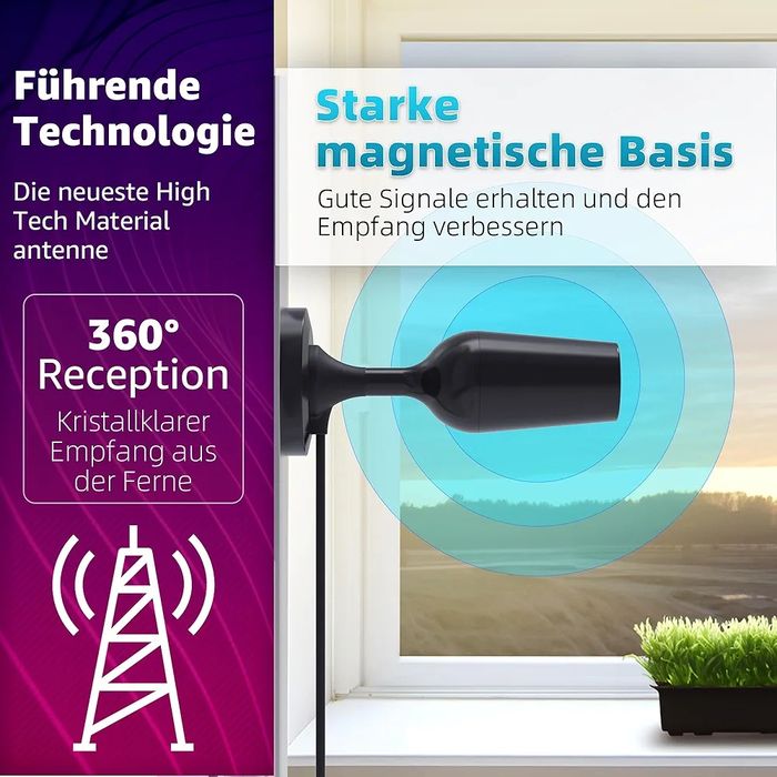 Antena DVBT2 ze wzmacniaczem HDTV 4K 1080P O501