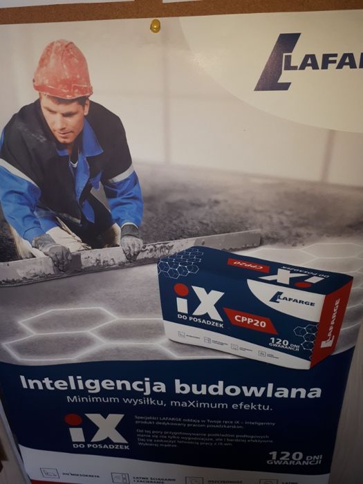 Zaprawa cement iX IX CPP20 Lafarge do posadzek netto 14,80 zł, wysyłka