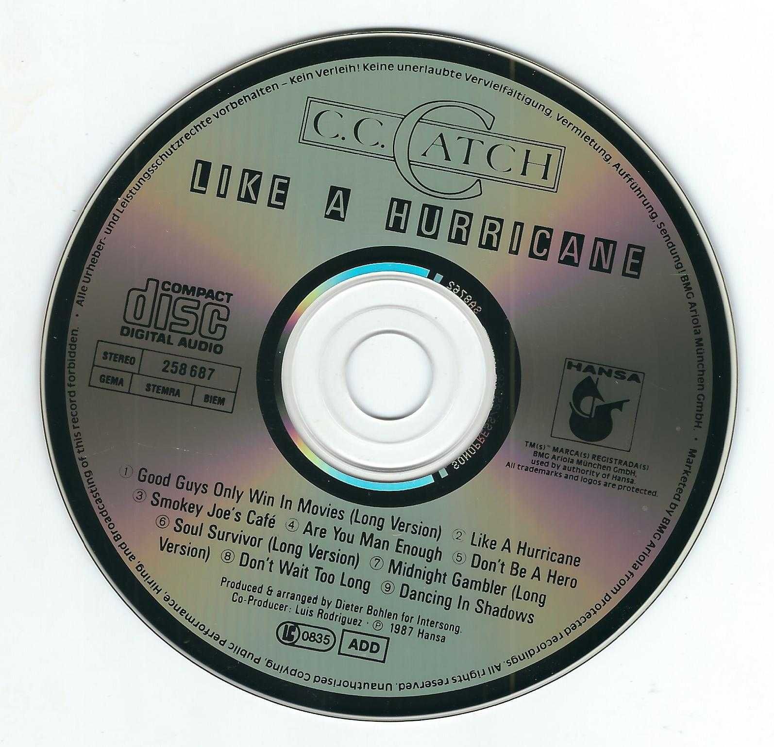 CD C.C. Catch - Like A Hurricane (1987) (Hansa)
