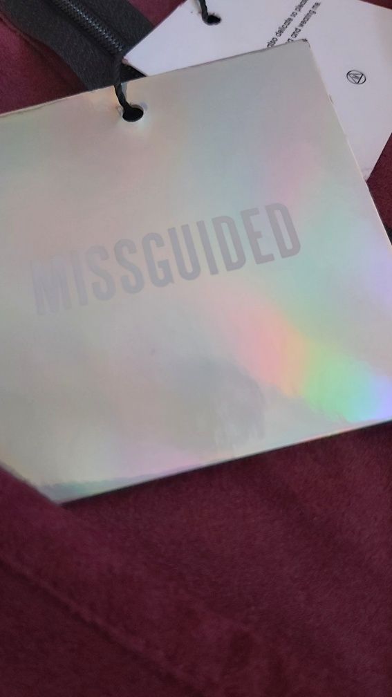 Missguided xs bordowy burgundowy kombinezon długi damski z metkami