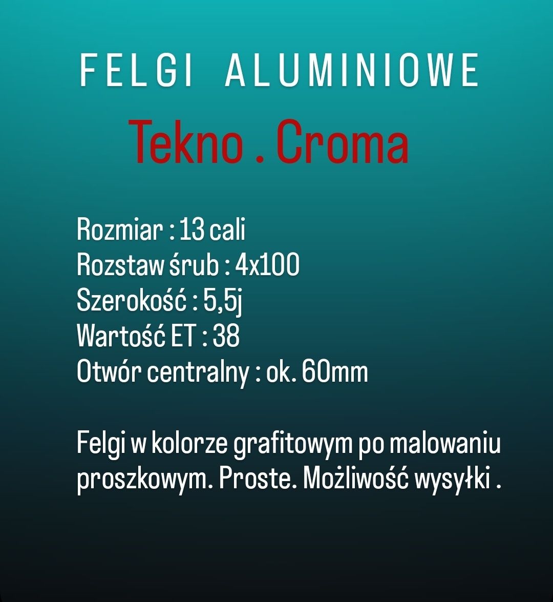 Felgi aluminiowe 4x100 4x98 13 cali Kjs grafitowe alufelgi R13