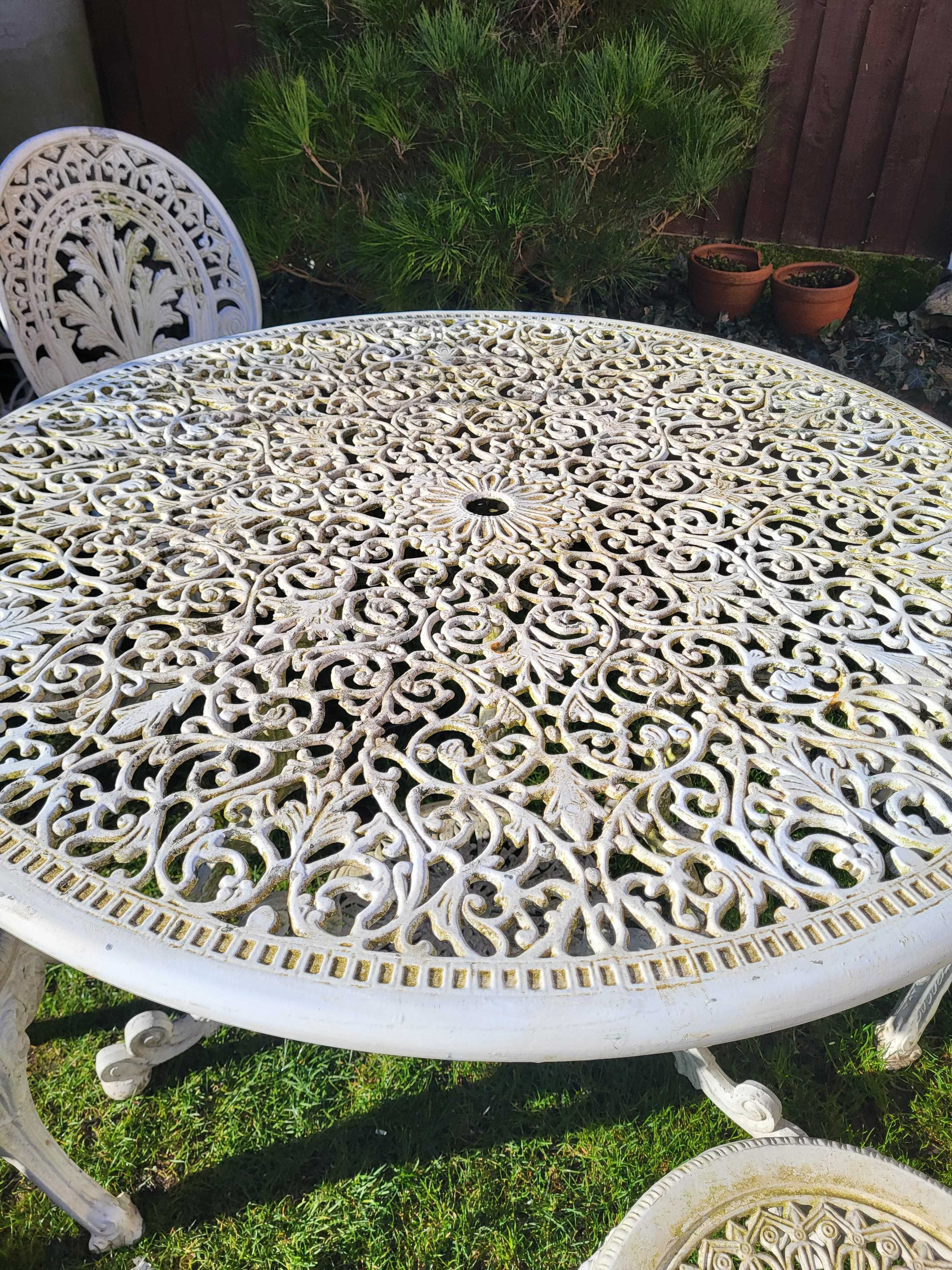 Aluminiowe meble ogrodowe zestaw stół 110 cm + 4 krzesła Wysyłka